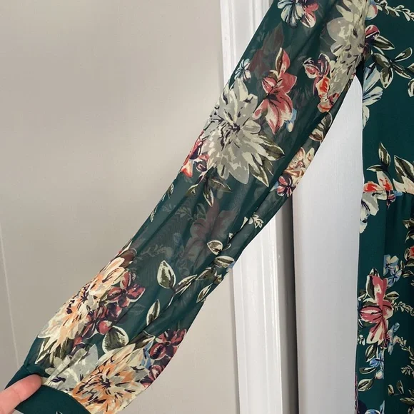 A New Day Hunter Green Floral Dress, size small - Picture 2 of 5